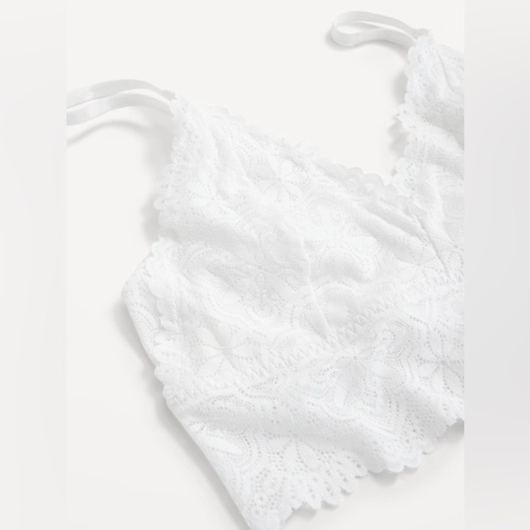 4/$25 NWT Old Navy Lace Longline Bralette White Lilies Sz XL - Picture 3 of 7